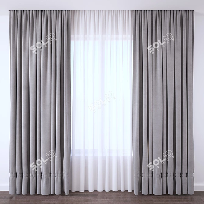 Elegant Drapery Panel 3D model image 1