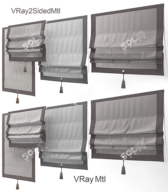 Elegant Roman Blinds Bundle 3D model image 2