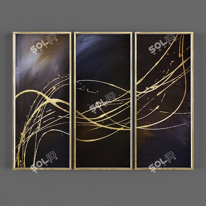 Title: Abstract Triptych Art 3D model image 1