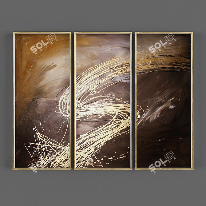 Title: Abstract Triptych Art 3D model image 2