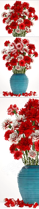 Carnation Bouquet: Stunning Red Flowers 3D model image 2