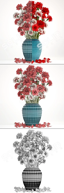 Carnation Bouquet: Stunning Red Flowers 3D model image 3