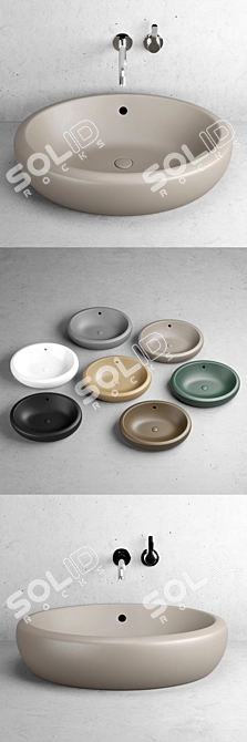 Elegant Oval Ceramic Washbasin 3D model image 2
