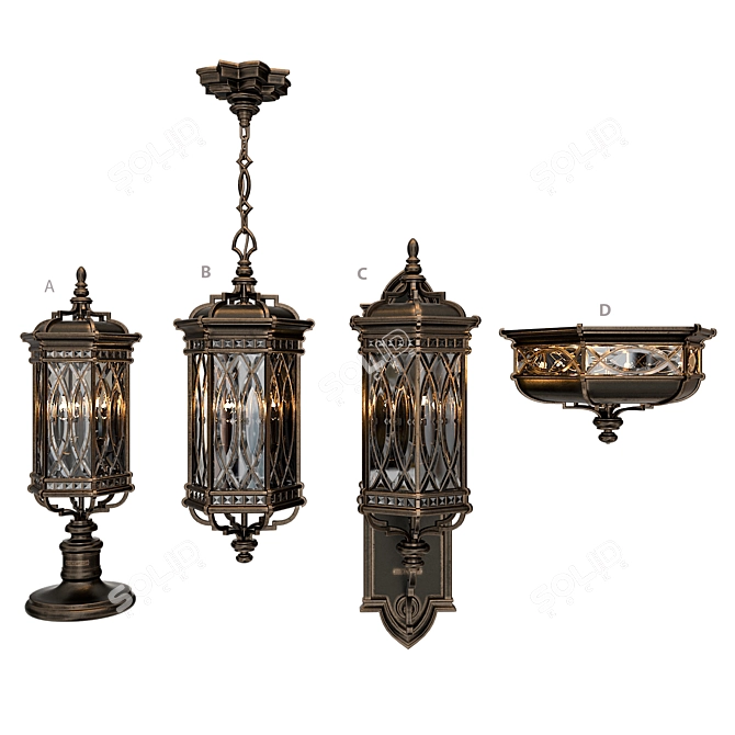 Elegant Warwickshire Outdoor Lighting 3D model image 1