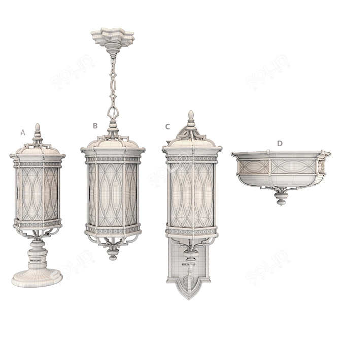 Elegant Warwickshire Outdoor Lighting 3D model image 2