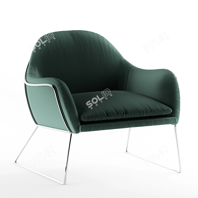 Grass Velvet Frame Armchair: Stylish Comfort 3D model image 1