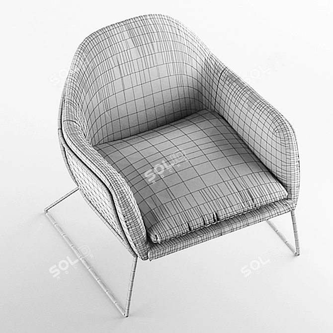 Grass Velvet Frame Armchair: Stylish Comfort 3D model image 3