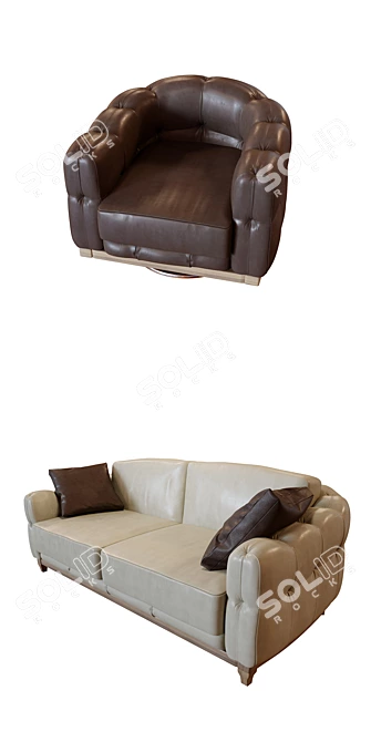 Italian Gold Comfort Upholstered Furniture 3D model image 2