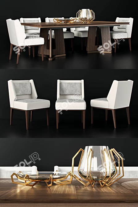 Eye-catching Iron Eye Bowl
Elegant Kukio Side Chair
Sleek Ceremony Dining Table 3D model image 2