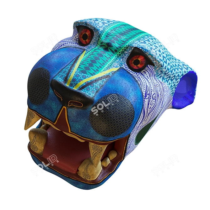 Jade Jaguar: Mexican Woodcarving Sculpture 3D model image 2