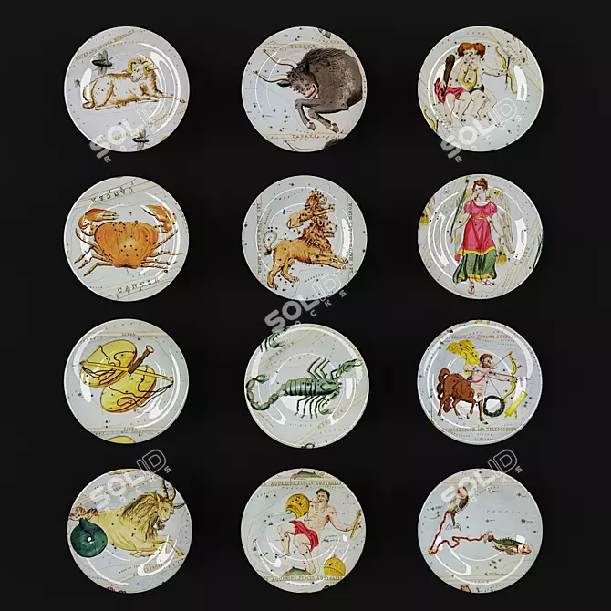 Zodiac Decorative Plate: Unique Design 3D model image 1