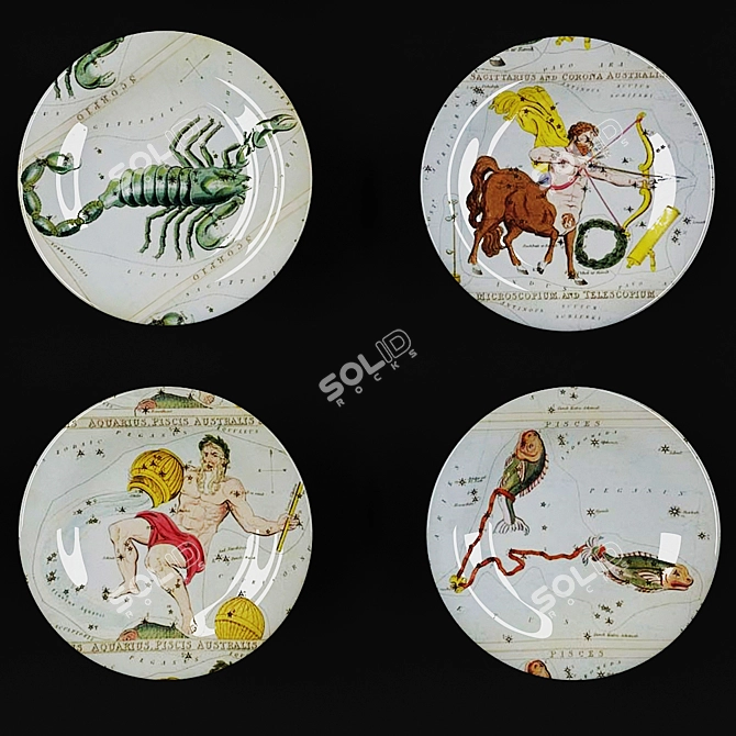 Zodiac Decorative Plate: Unique Design 3D model image 3