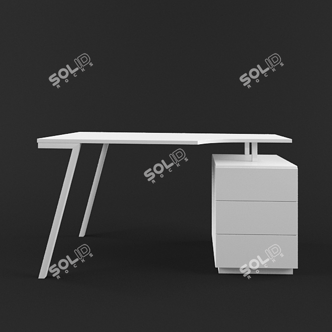 Solid Wood Computer Desk 3D model image 1