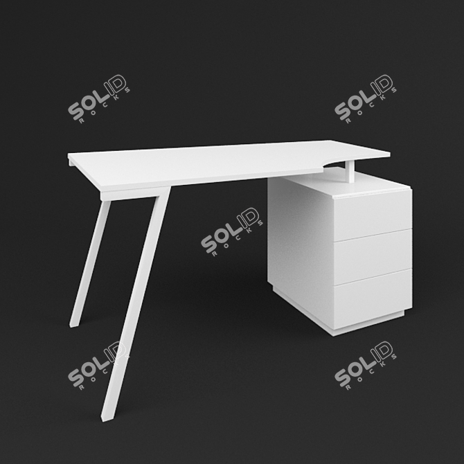 Solid Wood Computer Desk 3D model image 2