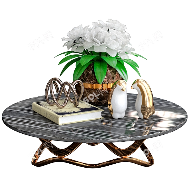 Rustic Elegance: Coffee Table Decor Set 3D model image 1