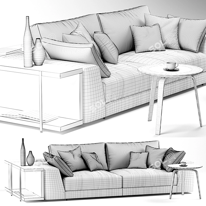 Argo Gray Sofa - Elegant Design by Mauro Lipparini 3D model image 3