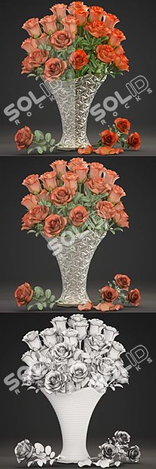 Eternal Elegance: Rose Bouquet in Glass Vase 3D model image 3