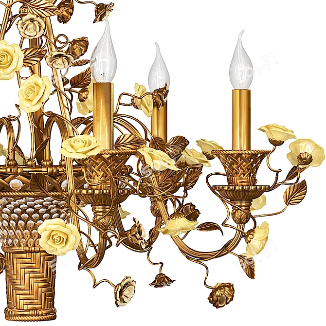 Elegant F&L Bronze Crystal Chandelier 3D model image 2