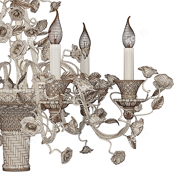 Elegant F&L Bronze Crystal Chandelier 3D model image 3