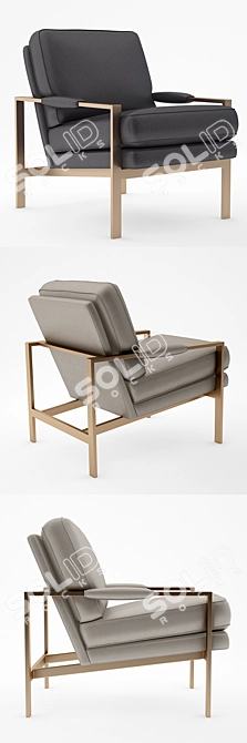 Elegant Milo Baughman Leather Chair 3D model image 2