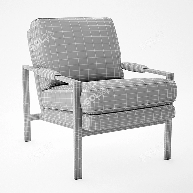 Elegant Milo Baughman Leather Chair 3D model image 3