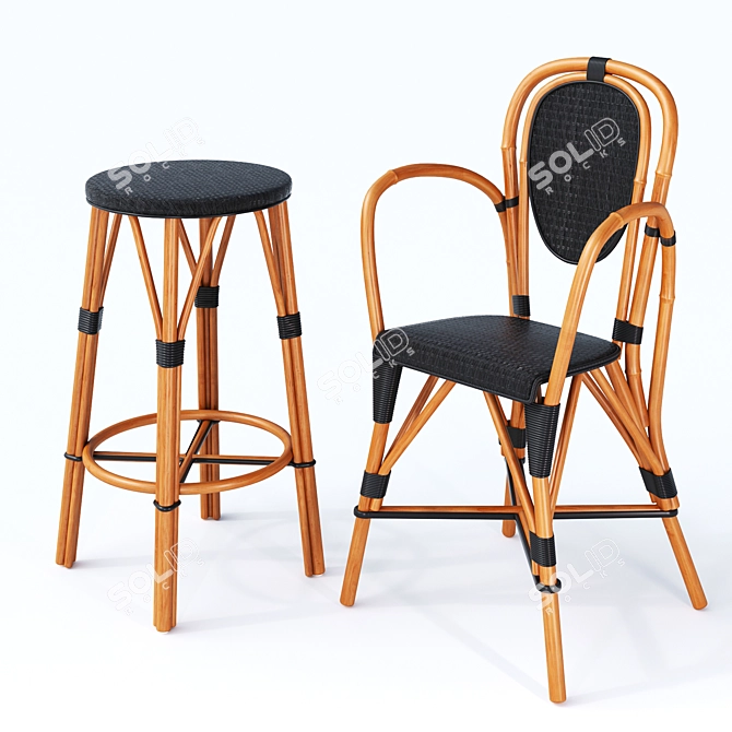 Classic French Bistro Seating 3D model image 1