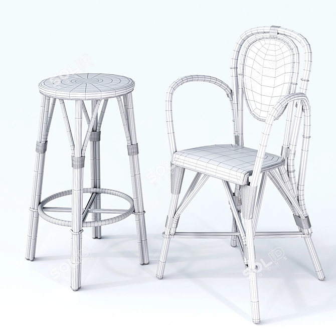 Classic French Bistro Seating 3D model image 3