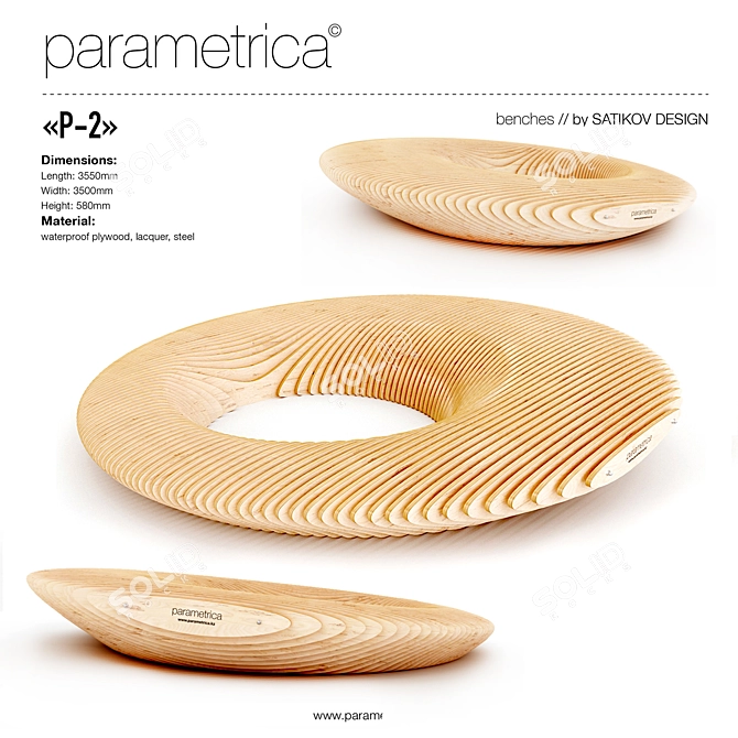 Modern Parametrica Bench - P-2 3D model image 1