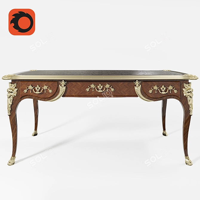 Elegant Antique Writing Desk 3D model image 1