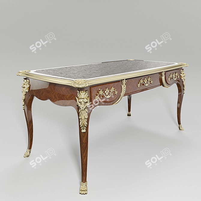 Elegant Antique Writing Desk 3D model image 2