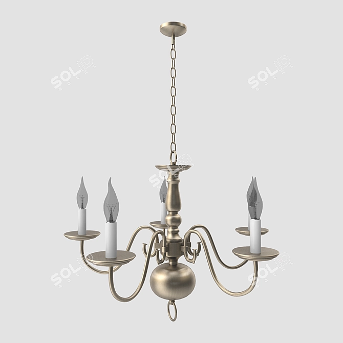 Elegant Sea Gull Chandelier | 5-Light Brushed Nickel 3D model image 1