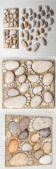 "Footprints" Pebble Panel - 3D Max Compatible 3D model image 2