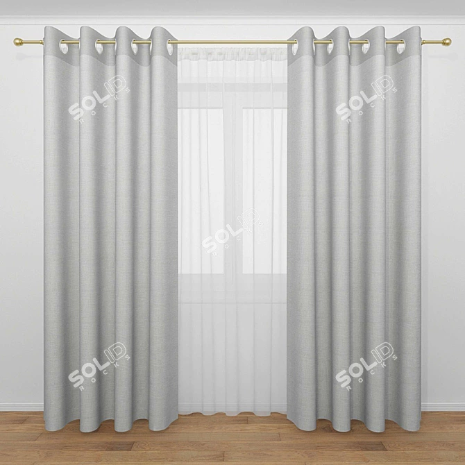 Elegant Sheer Curtains 3D model image 1