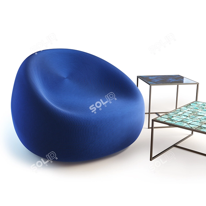 Paola Lenti Otto Chair & Cocci Table Set 3D model image 2