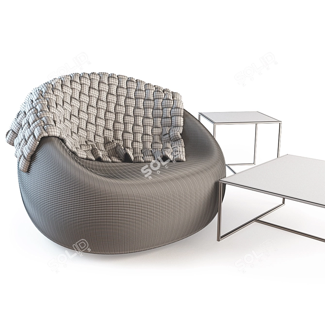 Paola Lenti Otto Chair & Cocci Table Set 3D model image 3