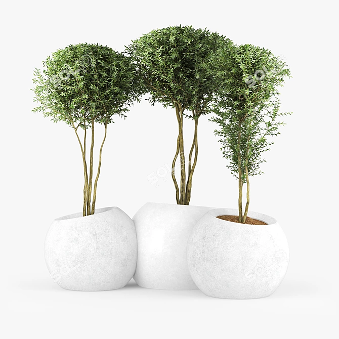 Modular Contemporary Concrete Planter 3D model image 1