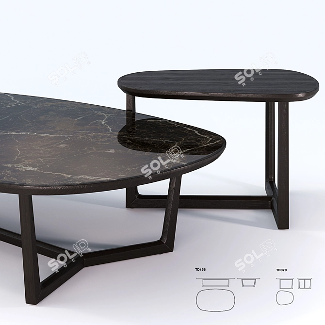 Poliform TRIDENTE Coffee Tables 3D model image 2