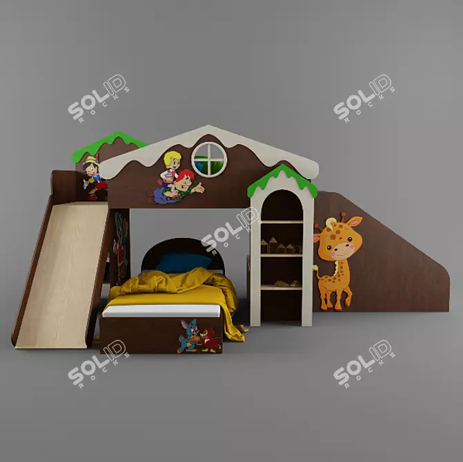 Title: Cartoon-themed Children's Bed 3D model image 3