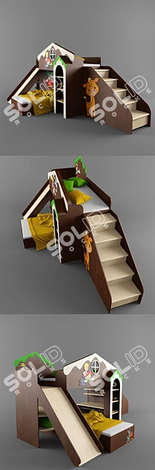 Title: Cartoon-themed Children's Bed 3D model image 1