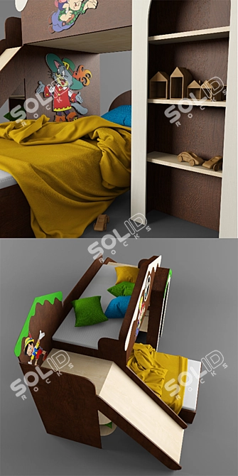 Title: Cartoon-themed Children's Bed 3D model image 2