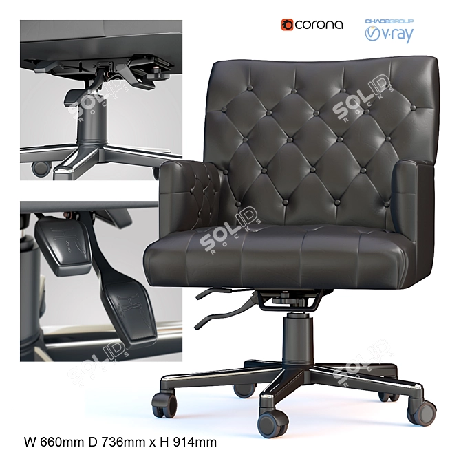 Luxury Leather Tufted Armchair 3D model image 1