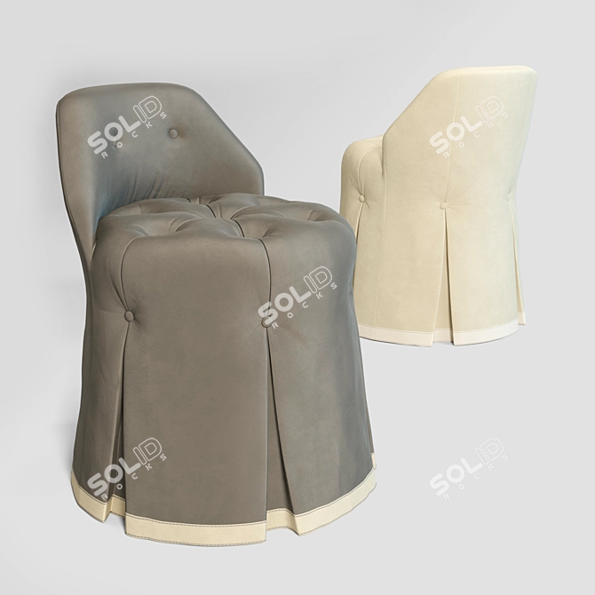 Elegant Margo Vanity Stool 3D model image 1