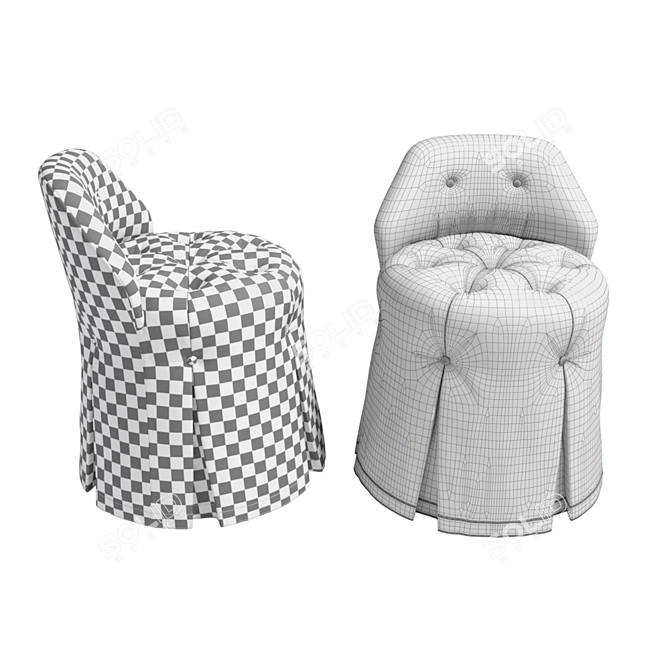 Elegant Margo Vanity Stool 3D model image 3