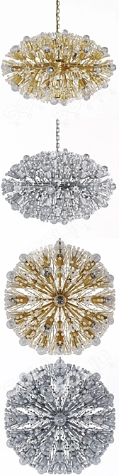 Gold Plated Blowball Sputnik Chandelier 3D model image 2