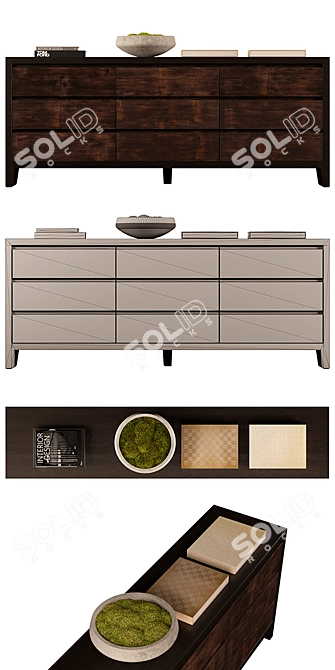 Organic Bamboo 9-Drawer Dresser 3D model image 3