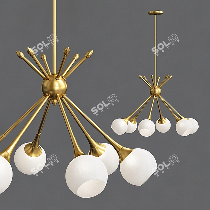 Modern Mid-Century 6-Light Chandelier 3D model image 1