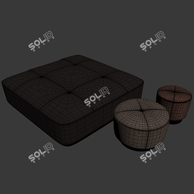 Stylish Jacques Poufs Fabric 3D model image 2