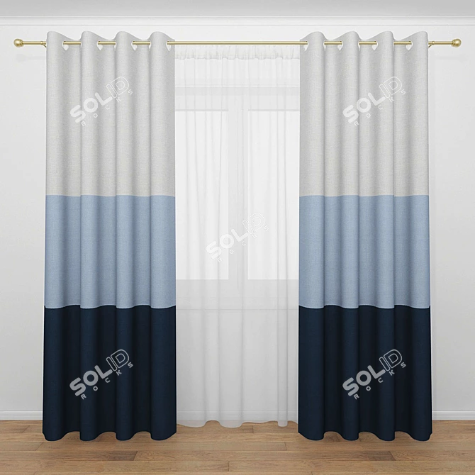 Elegant Window Drapes 3D model image 1