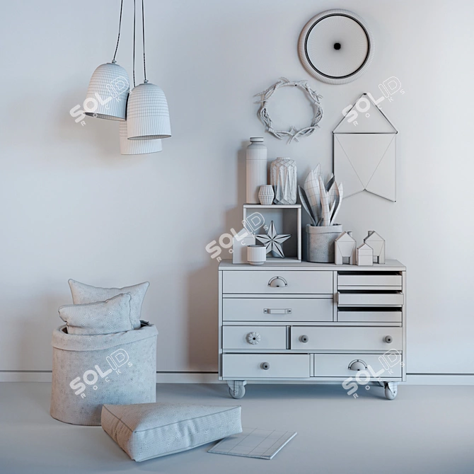 Scandi Chic Home Decor Set 3D model image 2