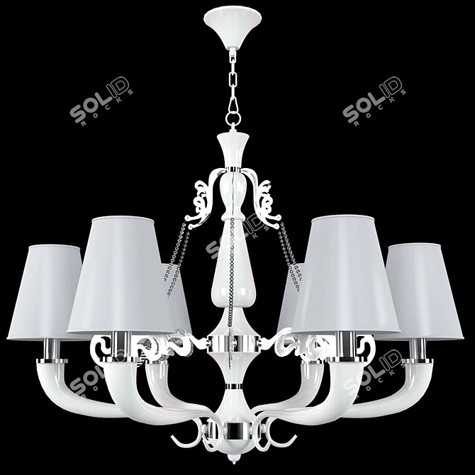 Stellare C 2424/6 - Elegant White and Chrome Chandelier 3D model image 1